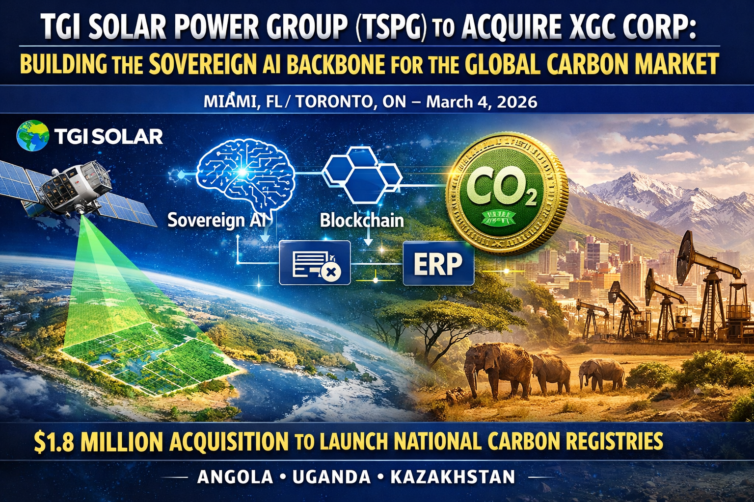 TGI Solar Power Group and XGC Corp announce LOI for sovereign carbon registry infrastructure